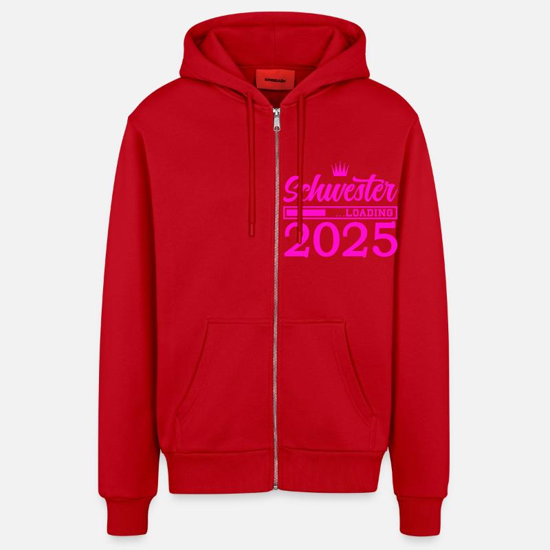 schwester 2025 loading - Organic Relaxed Kapuzenjacke Made in EU - Rot