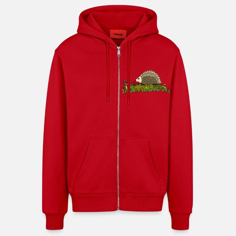 Hérisson - Veste à capuche bio décontractée fabriquée en UE - rouge