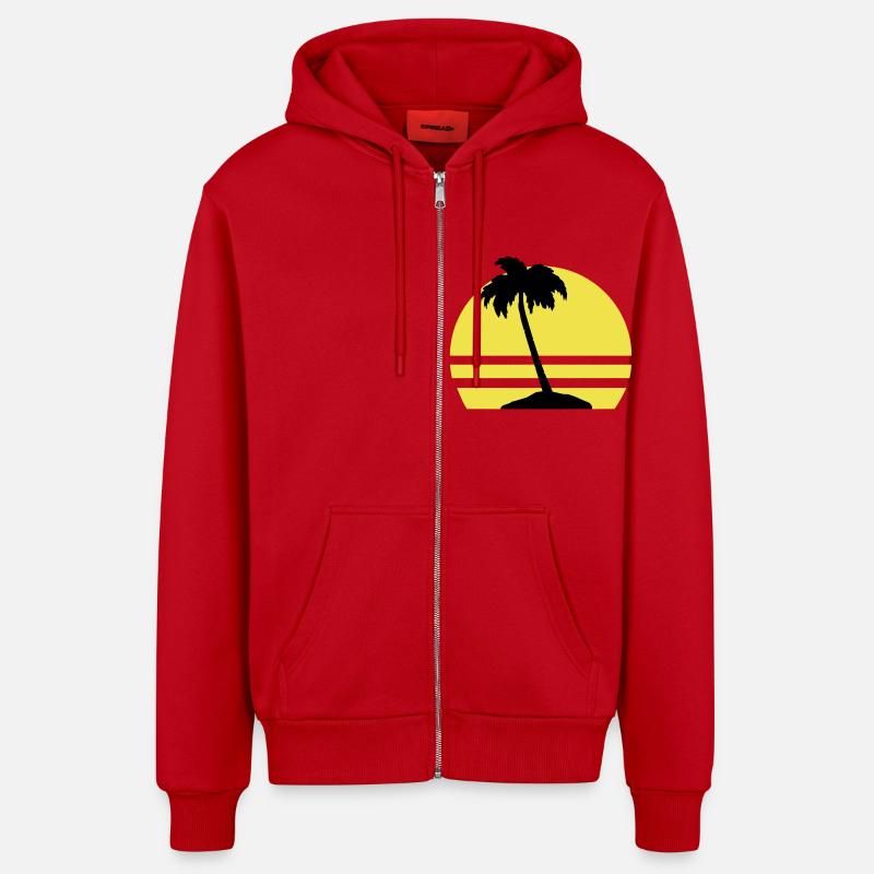 Île Palm - Veste à capuche bio décontractée fabriquée en UE - rouge