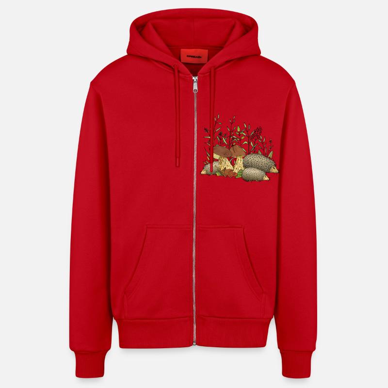 Hedgehogs - Organic Relaxed Hooded Jacket Made in EU - red