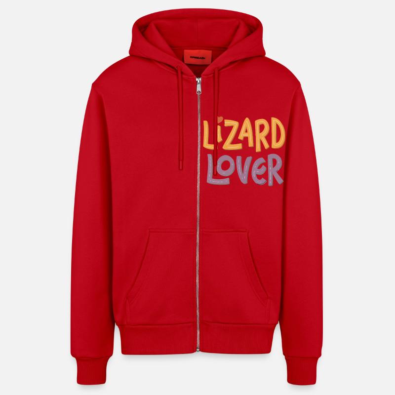Lizard lover - Veste à capuche bio décontractée fabriquée en UE - rouge