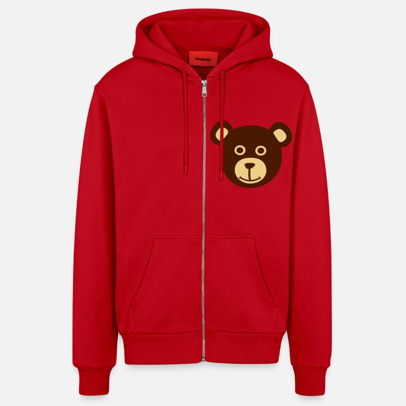 Bear, Ours , Our - Veste à capuche bio décontractée fabriquée en UE - rouge