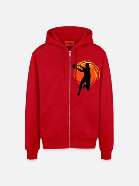 Wirbel Handballer - Organic Relaxed Kapuzenjacke Made in EU - Rot