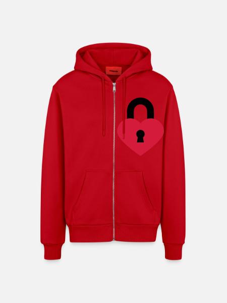 herzschloss_2c - Organic Relaxed Hooded Jacket Made in EU - red