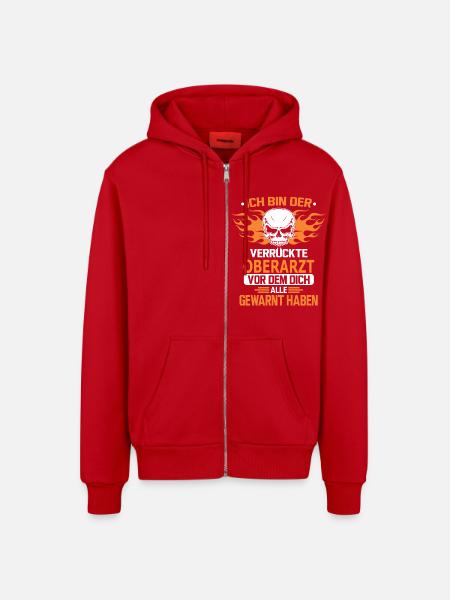 OBERARZT - Organic Relaxed Kapuzenjacke Made in EU - Rot