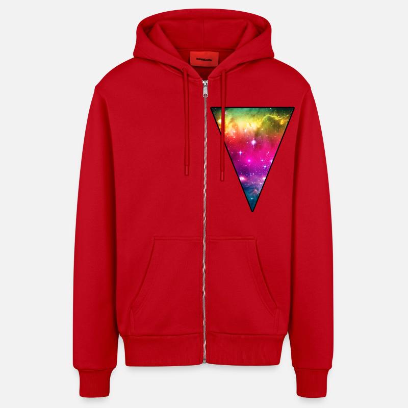 Espace arc en ciel - Veste à capuche bio décontractée fabriquée en UE - rouge