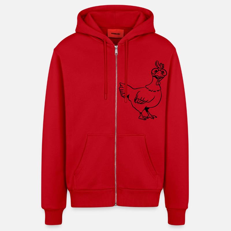 Poulet drôle stupide - Veste à capuche bio décontractée fabriquée en UE - rouge
