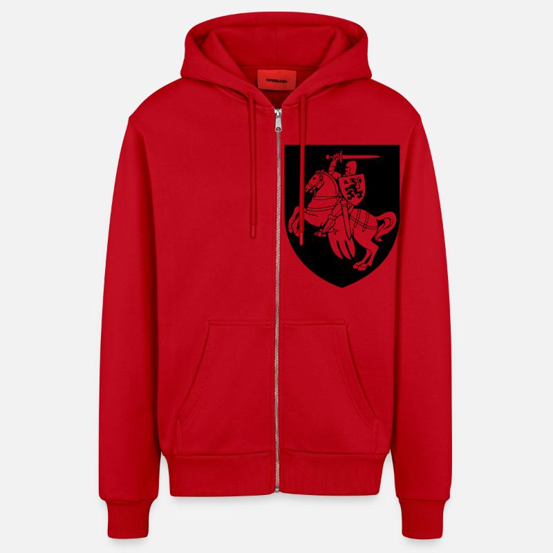 Ritter mit Schild - Wappen - Veste à capuche bio décontractée fabriquée en UE - rouge