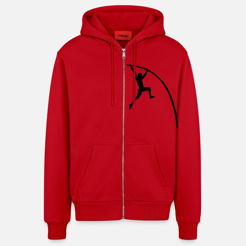 Saut à la perche - Veste à capuche bio décontractée fabriquée en UE - rouge