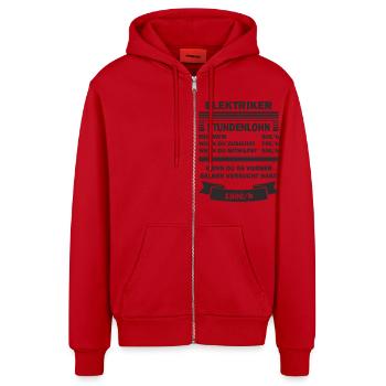 Elektriker Stundenlohn - Organic Relaxed Kapuzenjacke Made in EU - Rot - Vorne