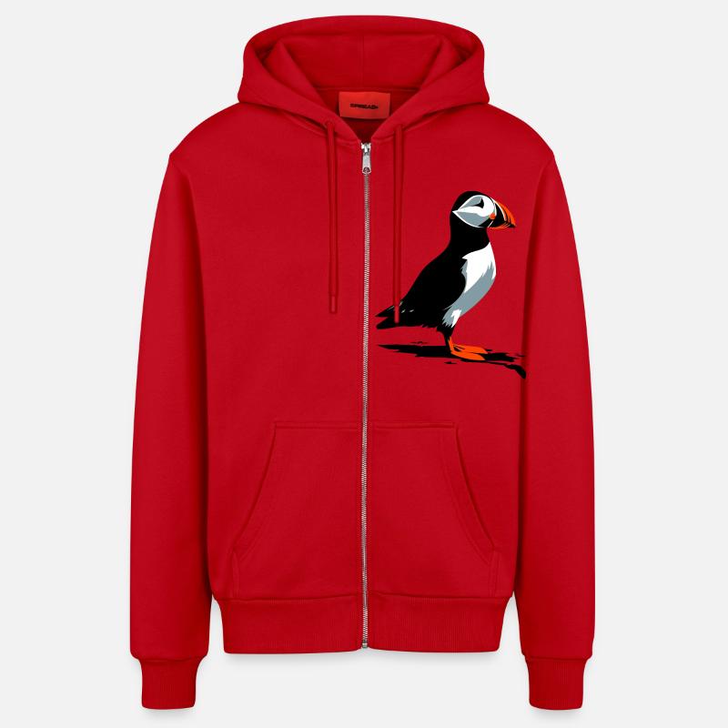 Macareux - Veste à capuche bio décontractée fabriquée en UE - rouge