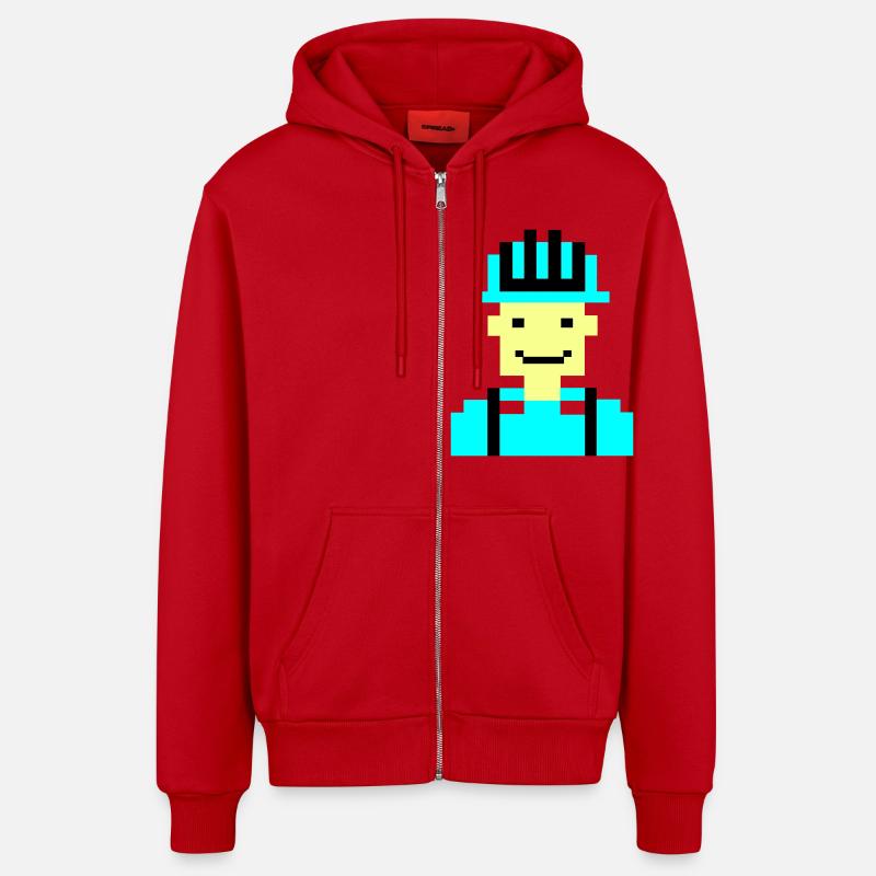 Ouvrier du bâtiment Pixel 01 - Veste à capuche bio décontractée fabriquée en UE - rouge