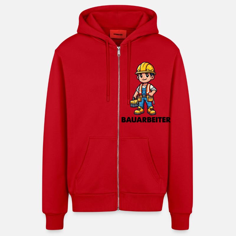 Construction worker - Organic Relaxed Hooded Jacket Made in EU - red