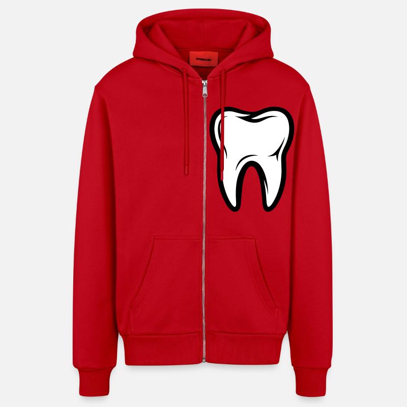 Symbole de la dent - Veste à capuche bio décontractée fabriquée en UE - rouge