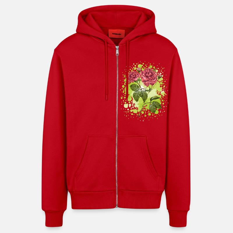 Fleur - Veste à capuche bio décontractée fabriquée en UE - rouge