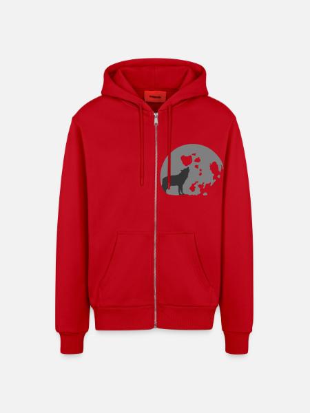 full moon - Organic Relaxed Kapuzenjacke Made in EU - Rot