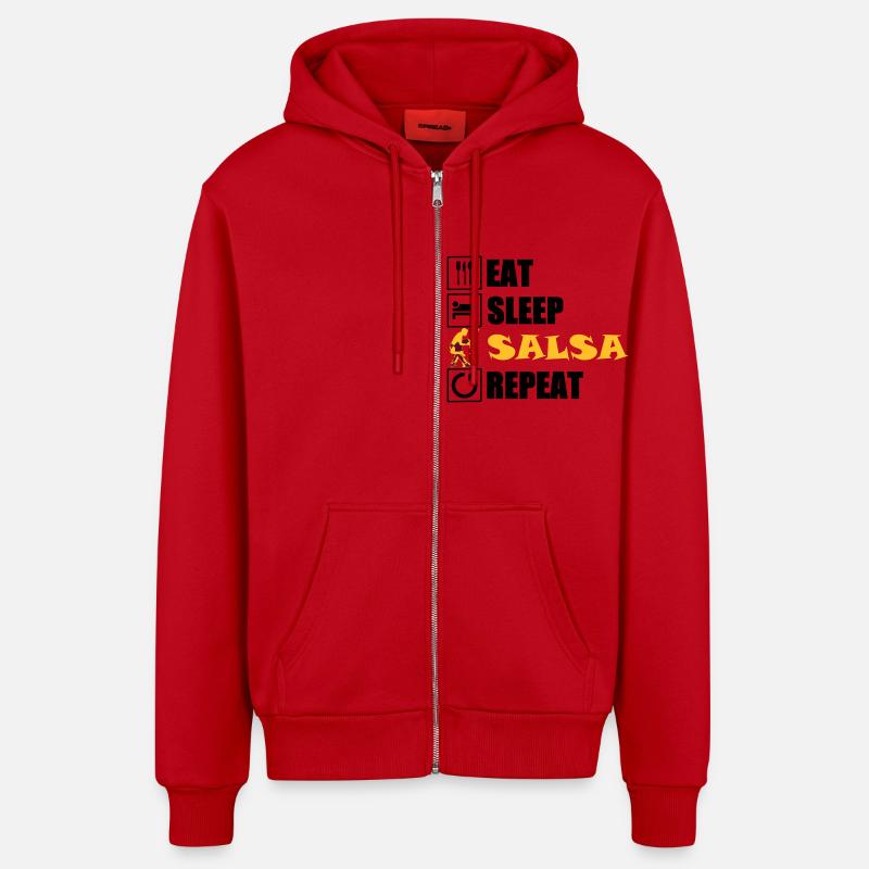 eat sleep SALSA repeat - Organic Relaxed Kapuzenjacke Made in EU - Rot