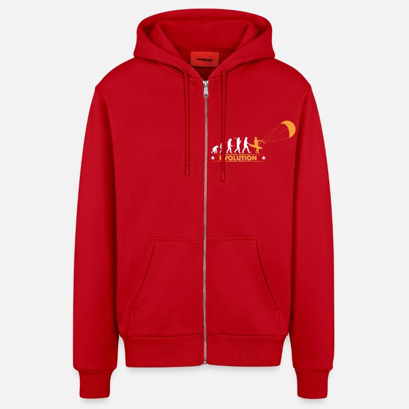 Kitesurf - evolution - Veste à capuche bio décontractée fabriquée en UE - rouge