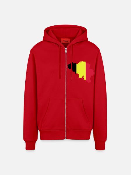 Belgique - Veste à capuche bio décontractée fabriquée en UE - rouge