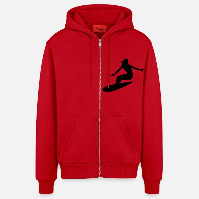 Surfeuse - Veste à capuche bio décontractée fabriquée en UE - rouge