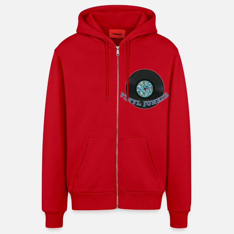 Drogué de vinyle - Veste à capuche bio décontractée fabriquée en UE - rouge