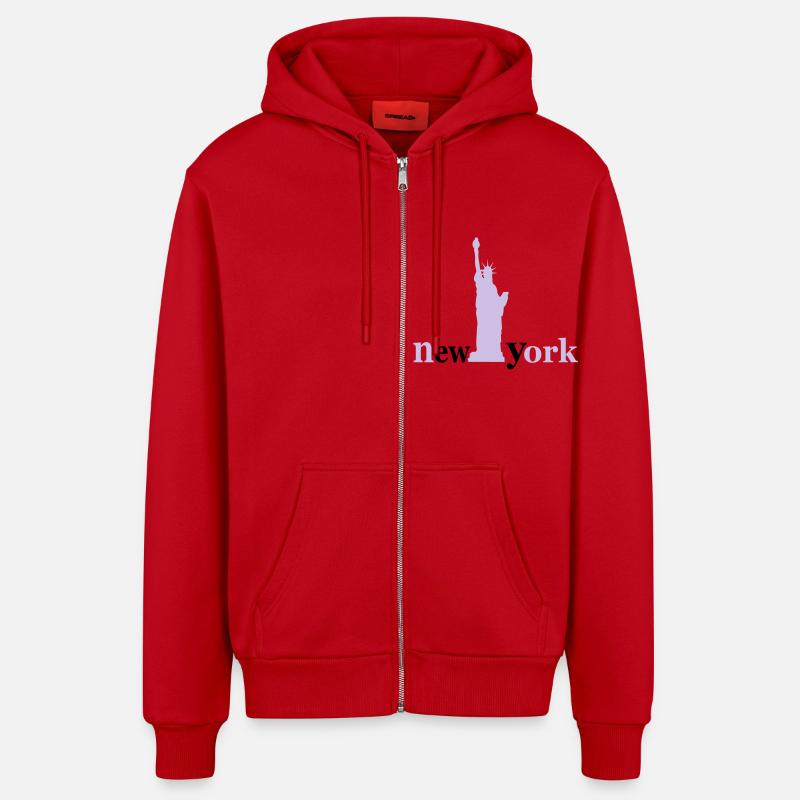 new_york - Veste à capuche bio décontractée fabriquée en UE - rouge