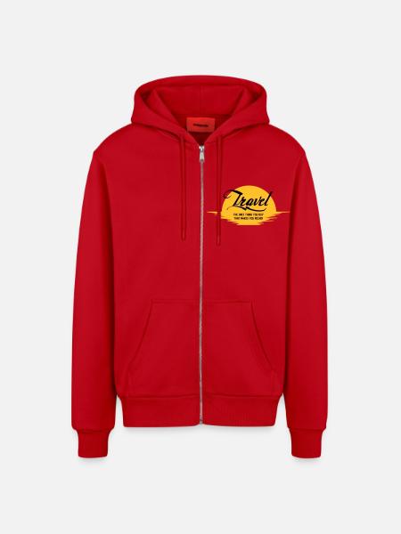 TRAVEL IS - Organic Relaxed Hooded Jacket Made in EU - red