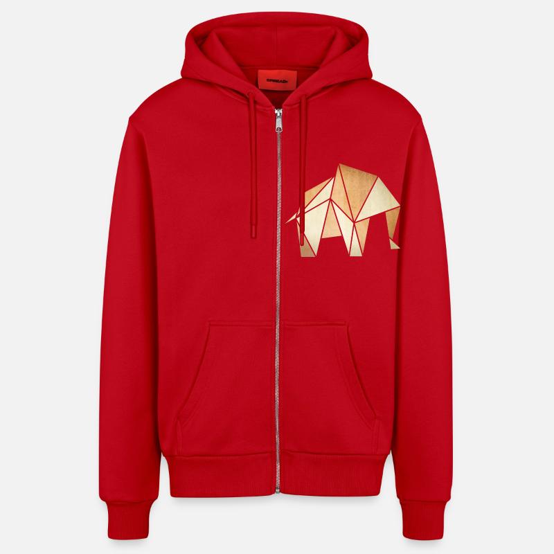Origami: Elefant (Pergament-Optik) - Veste à capuche bio décontractée fabriquée en UE - rouge
