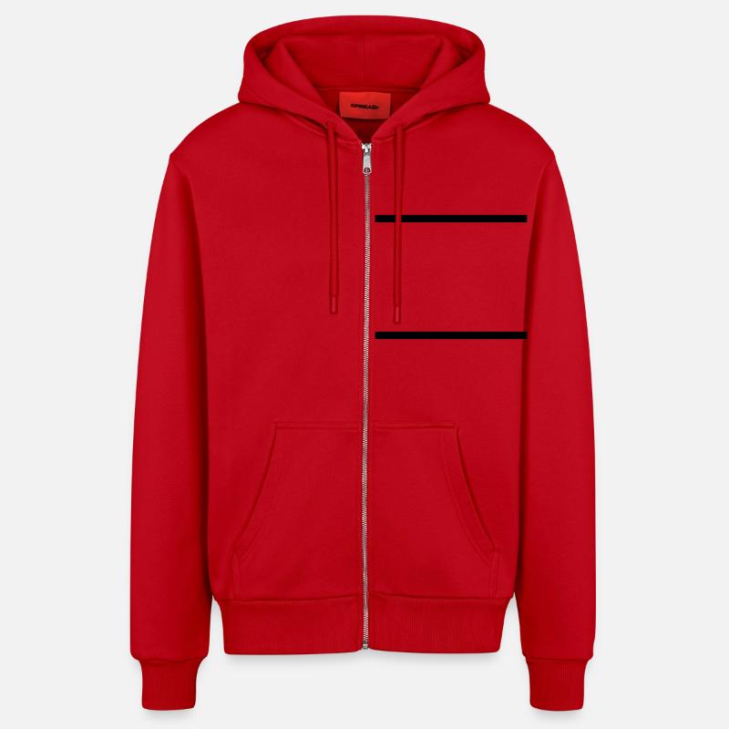 Lines / / slashes / / double line / / double / / - Organic Relaxed Hooded Jacket Made in EU - red