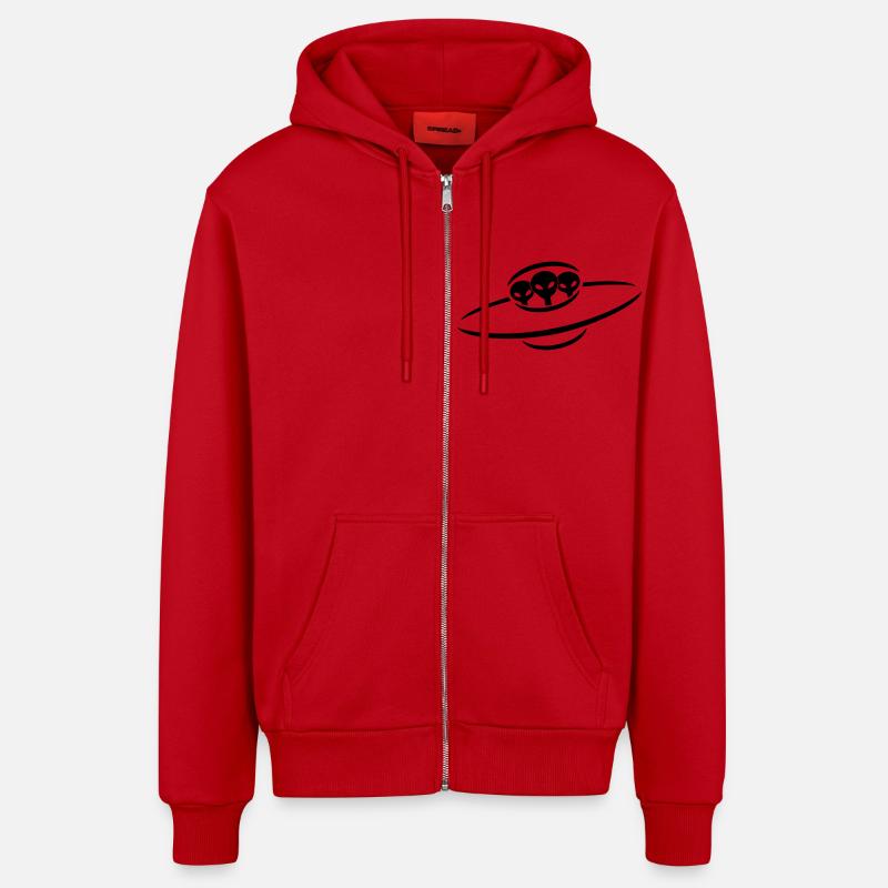 vaisseau spatial 3 alien UFO - Veste à capuche bio décontractée fabriquée en UE - rouge