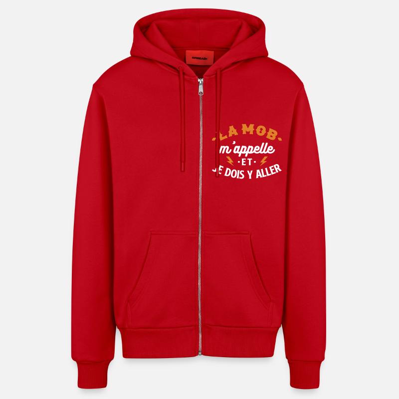 La mob appelle cadeau - Veste à capuche bio décontractée fabriquée en UE - rouge
