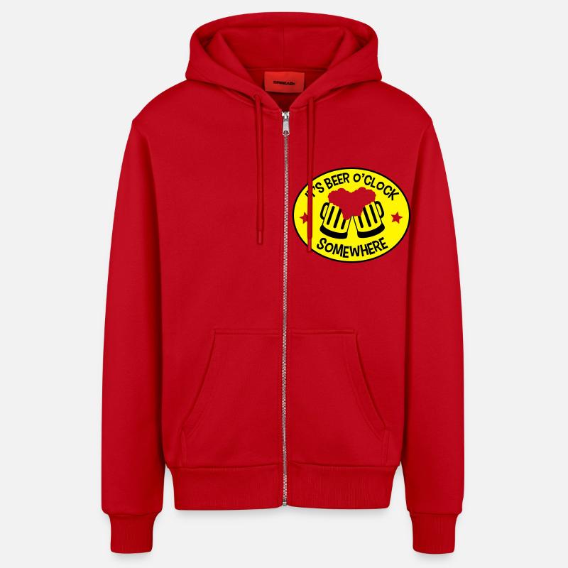 It's Beer o'Clock Somewhere - Organic Relaxed Hooded Jacket Made in EU - red
