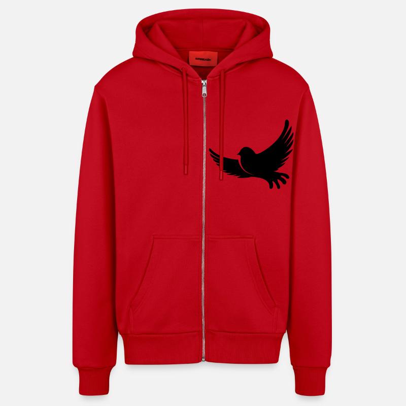 vogel - Veste à capuche bio décontractée fabriquée en UE - rouge