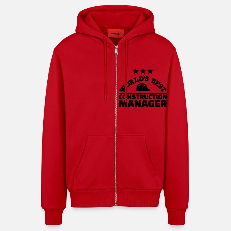 Construction manager - Veste à capuche bio décontractée fabriquée en UE - rouge