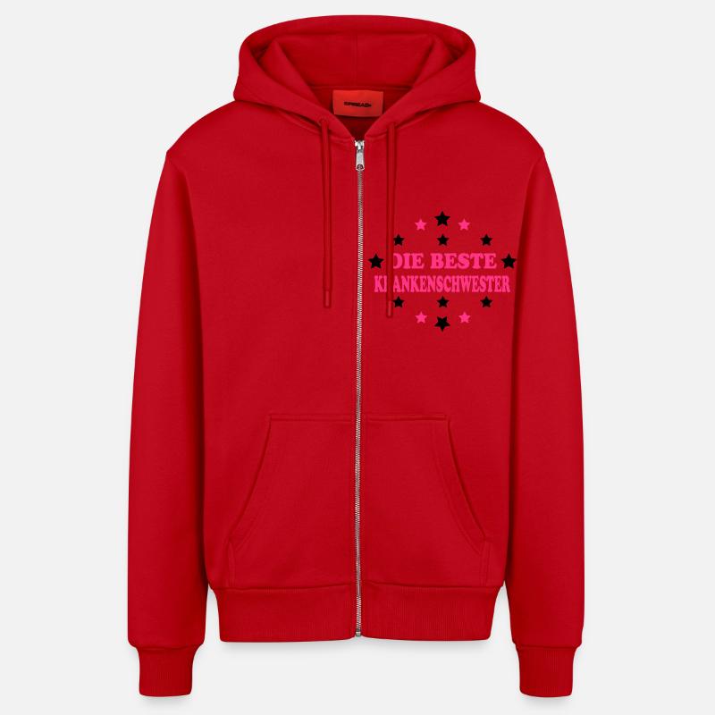 Doktor / Arzt / KRANKENSCHWESTER / physio / - Veste à capuche bio décontractée fabriquée en UE - rouge