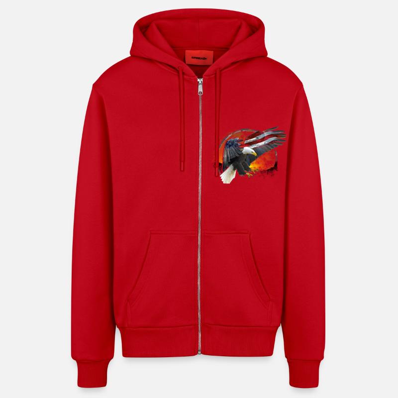 kl_linedance32b - Veste à capuche bio décontractée fabriquée en UE - rouge