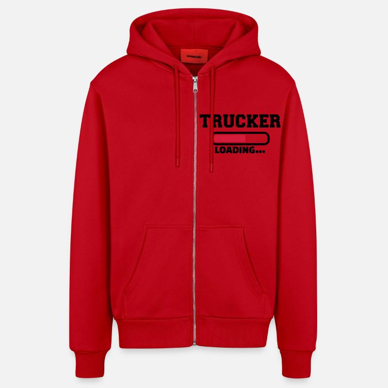 Trucker - Veste à capuche bio décontractée fabriquée en UE - rouge