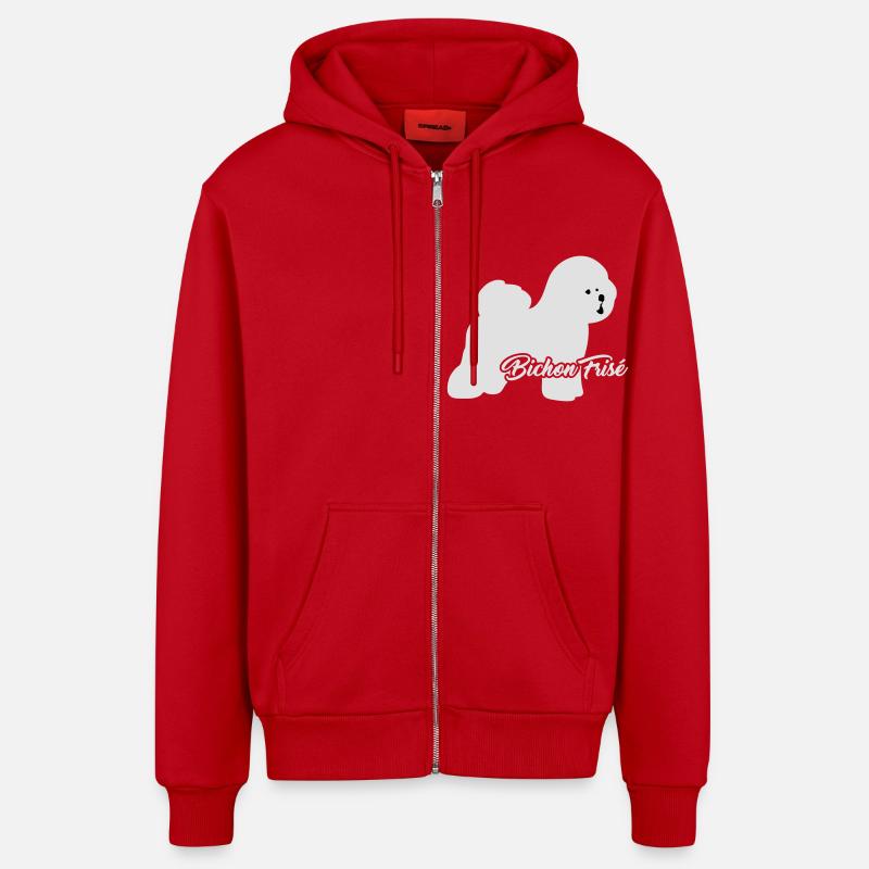Bichon Frise - Veste à capuche bio décontractée fabriquée en UE - rouge