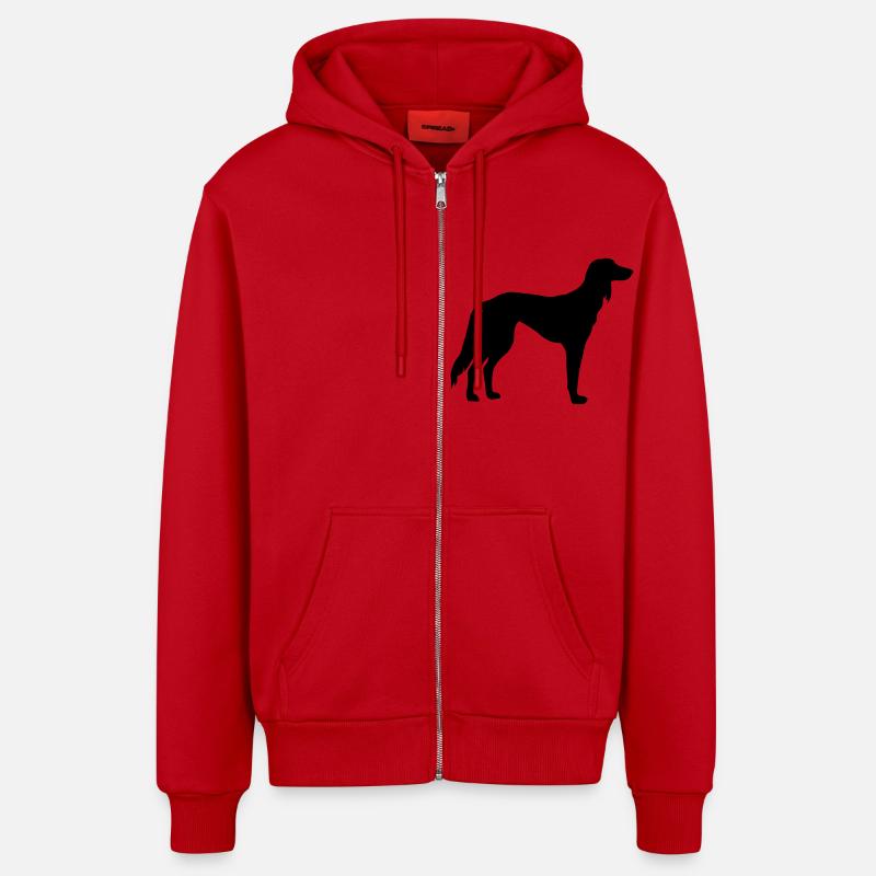 Saluki - Veste à capuche bio décontractée fabriquée en UE - rouge