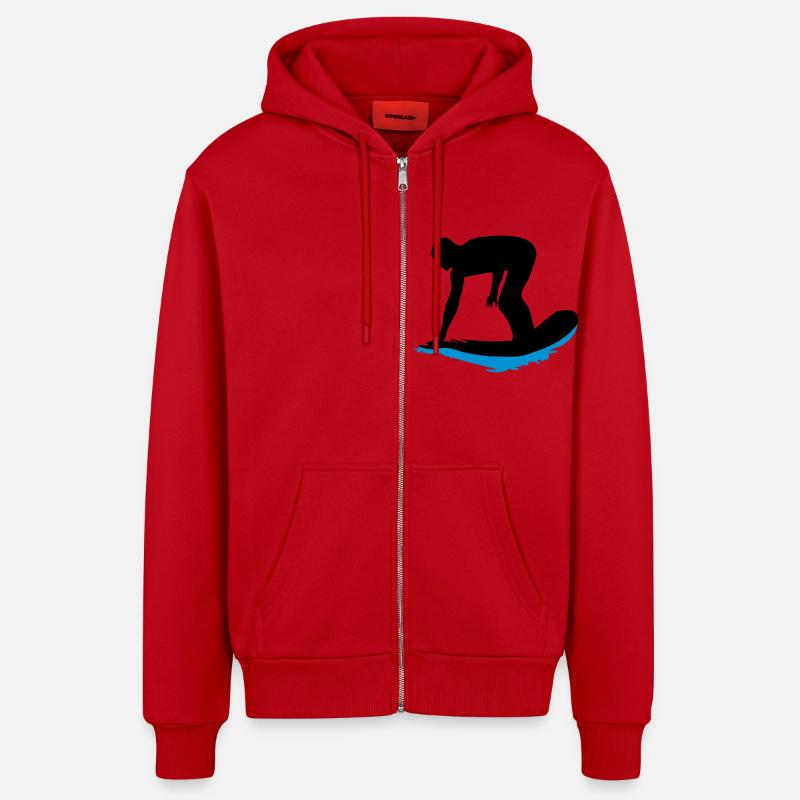 surfer_2 - Veste à capuche bio décontractée fabriquée en UE - rouge
