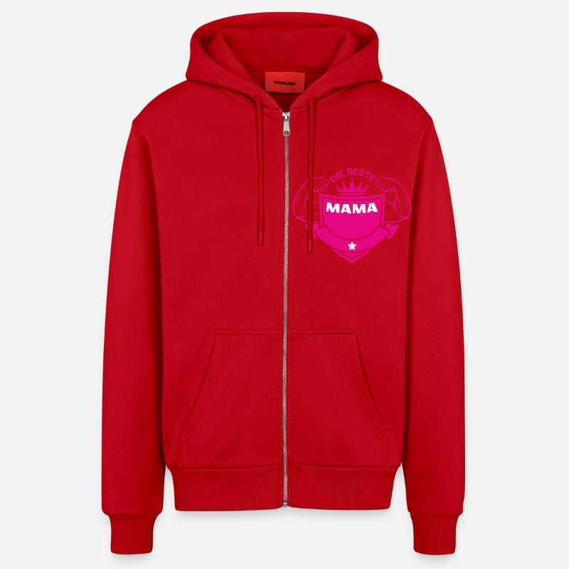 DIE BESTE MAMA - Veste à capuche bio décontractée fabriquée en UE - rouge
