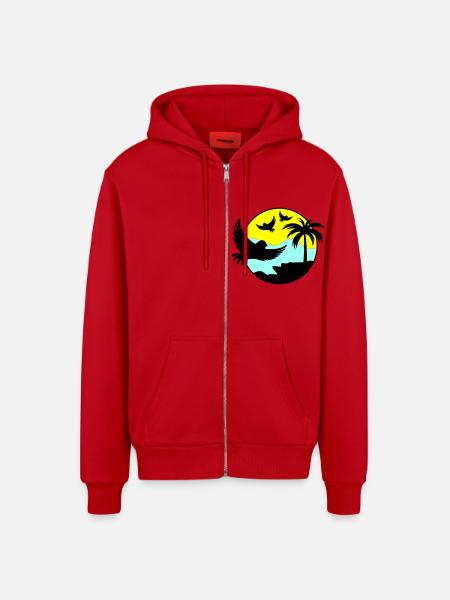 paradise birds 02 - Organic Relaxed Kapuzenjacke Made in EU - Rot