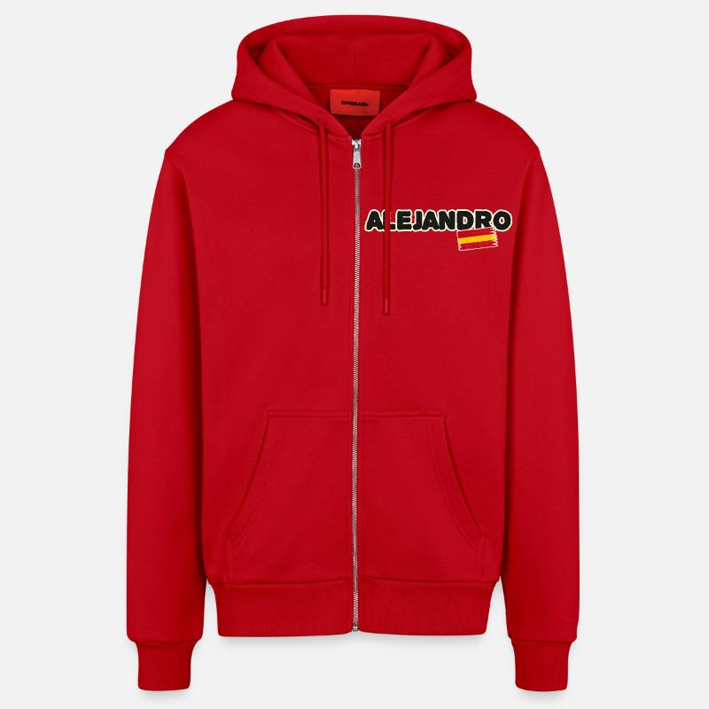 Alejandro Drapeau espagnol Espagne - Veste à capuche bio décontractée fabriquée en UE - rouge