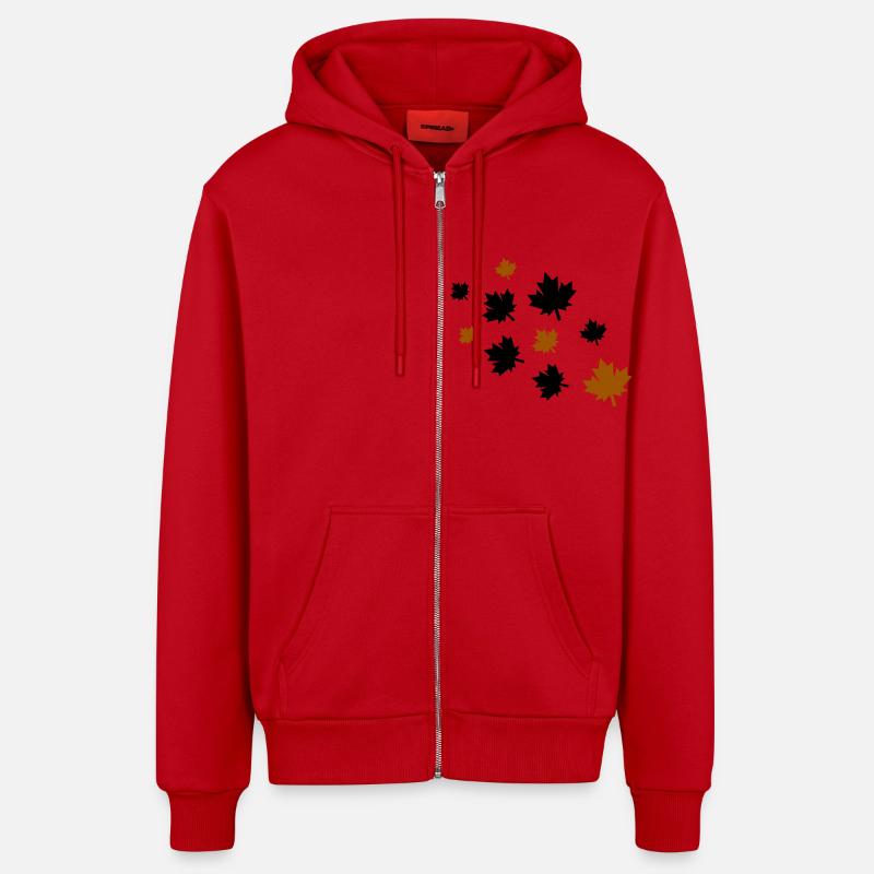 Feuilles d’érable - Veste à capuche bio décontractée fabriquée en UE - rouge