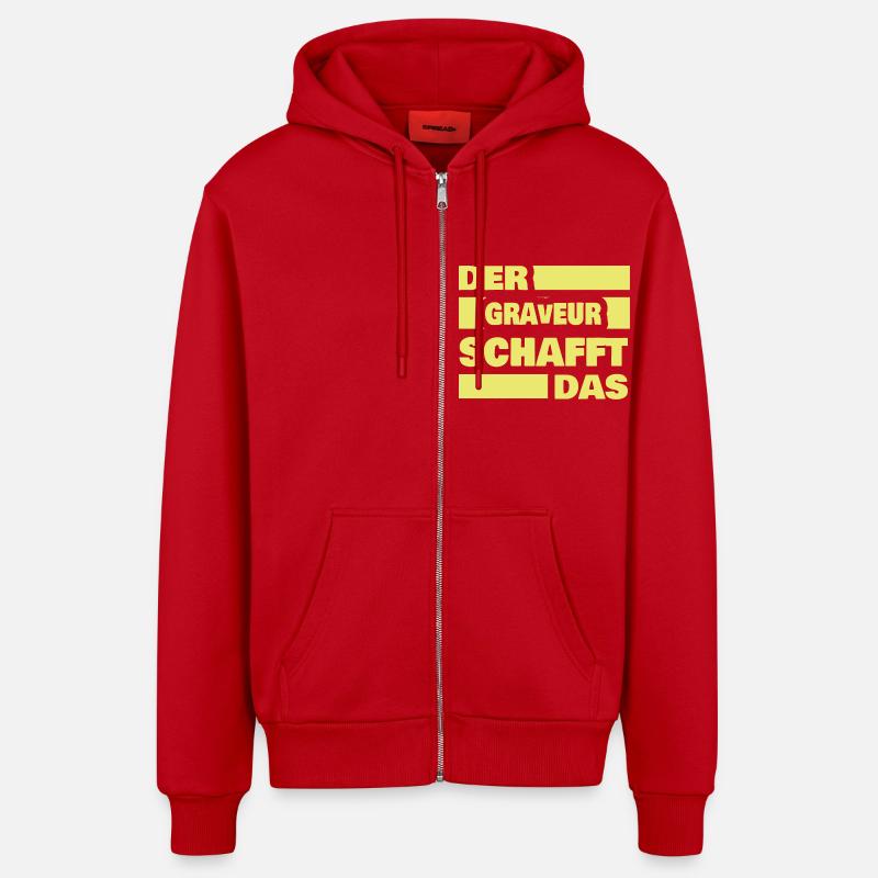 Le graveur comme travail - Veste à capuche bio décontractée fabriquée en UE - rouge