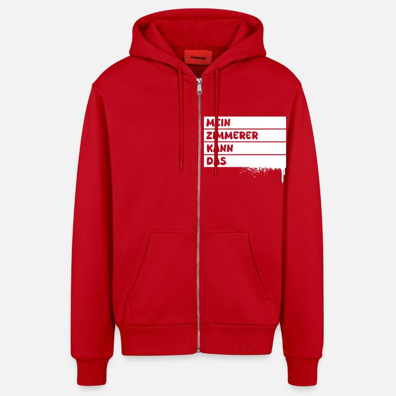 Charpentier - Veste à capuche bio décontractée fabriquée en UE - rouge