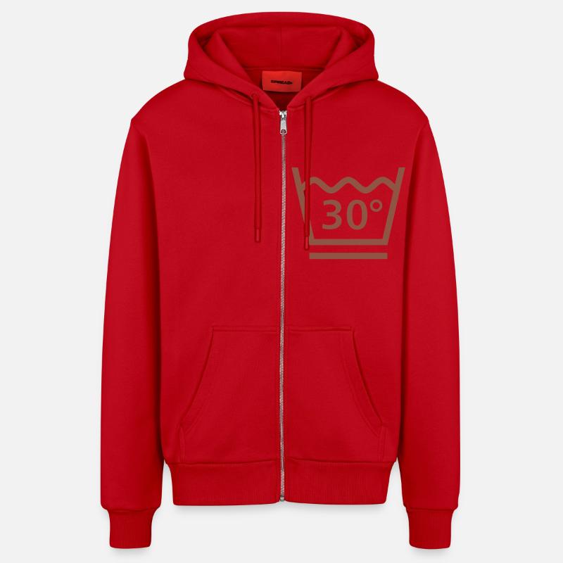 Lavage de 30 degrés - Veste à capuche bio décontractée fabriquée en UE - rouge