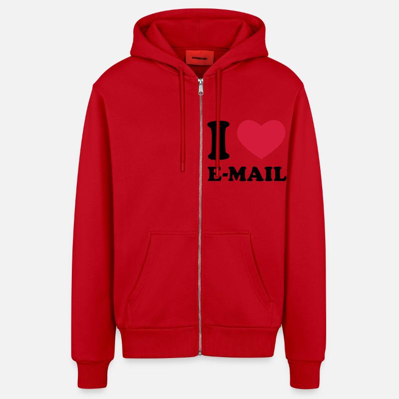 I Love E-Mail - Veste à capuche bio décontractée fabriquée en UE - rouge