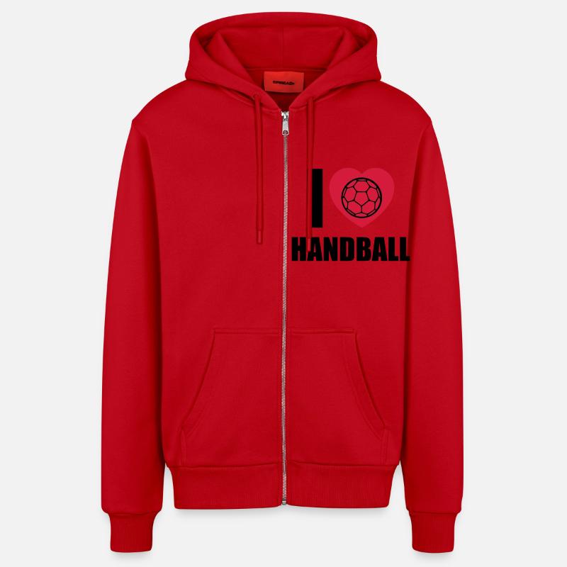 I LOVE HANDBALL - Veste à capuche bio décontractée fabriquée en UE - rouge