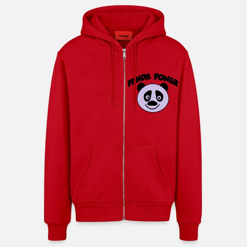 panda - Organic Relaxed Kapuzenjacke Made in EU - Rot